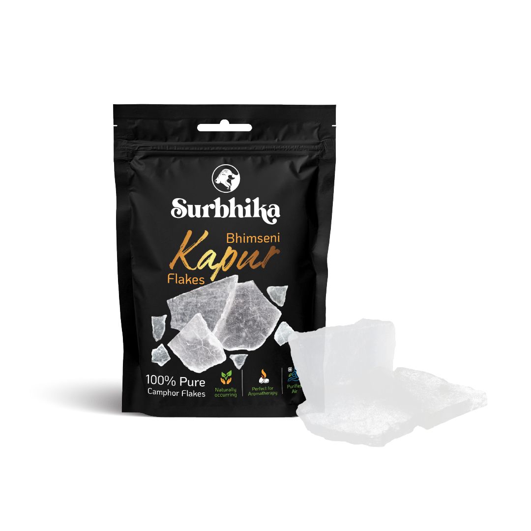 100% Natural, Pure Bhimseni Kapoor for Daily Puja | Surbhika available in Pouch, Yagya, Yoga Center - For Daily Use Buy Online