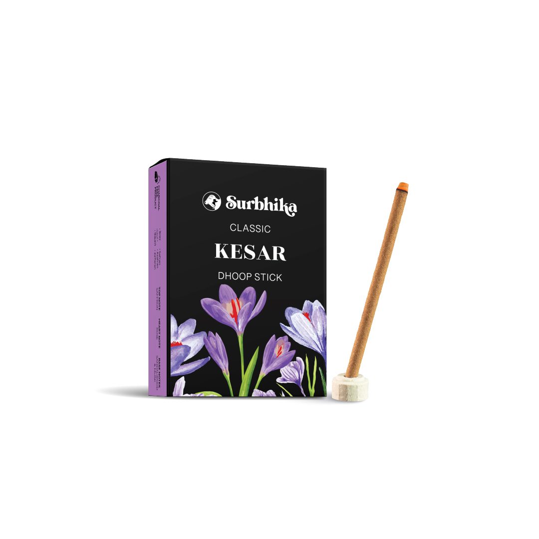 saffron - Kesar Dhoop Stick - Bamboo Less Charcoal Free Safe - By Surbhika.com
