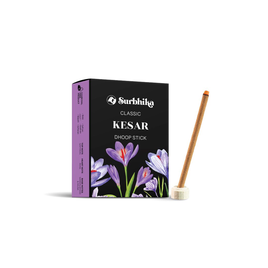 Luxurious saffron - Kesar Dhoop Stick - Bamboo Less Charcoal Free best and Safe - By Surbhika.com
