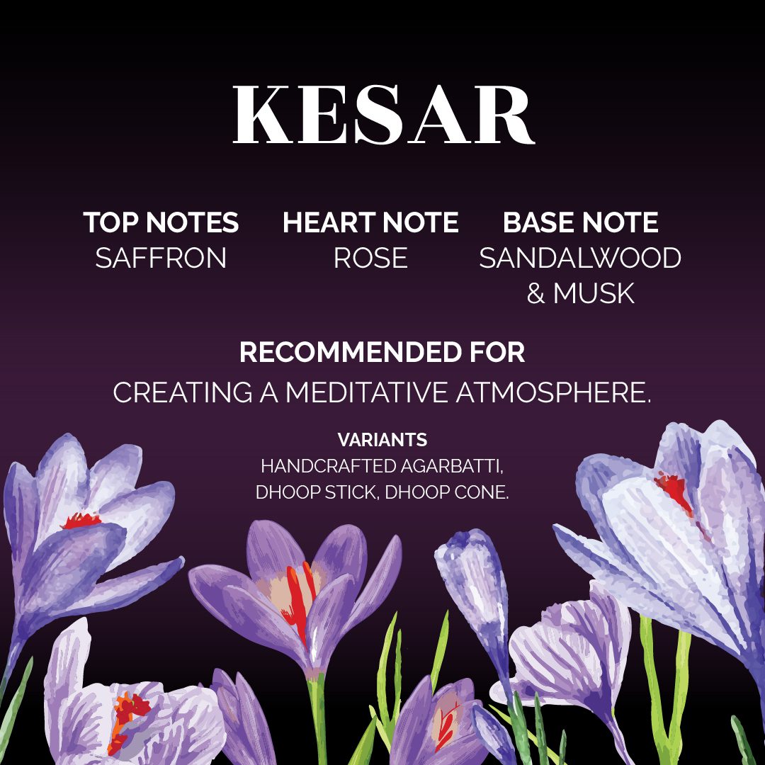 Notes 100% Natural, Luxurious saffron - Kesar Dhoop Stick - Aromatherapy- By Surbhika.com